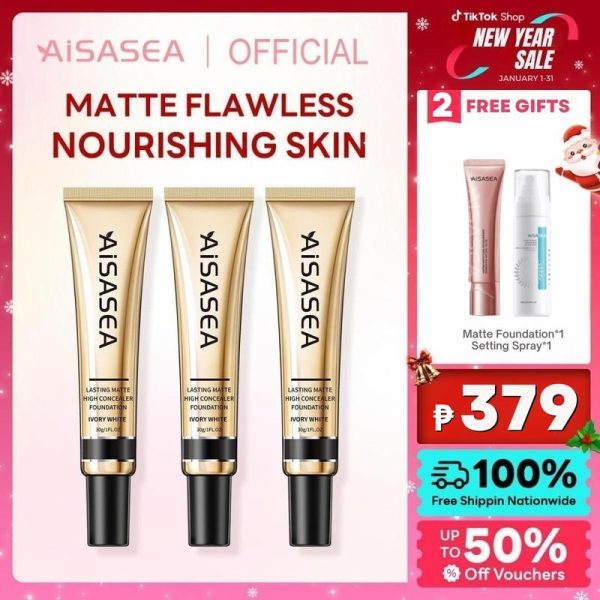 Live!】FDA AISASEA long-lasting matte high coverage liquid foundation 3*30g